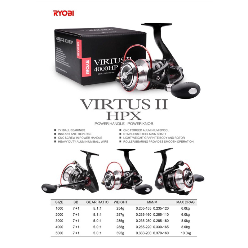 Reel RYOBI Virtus II 3000 HP Black