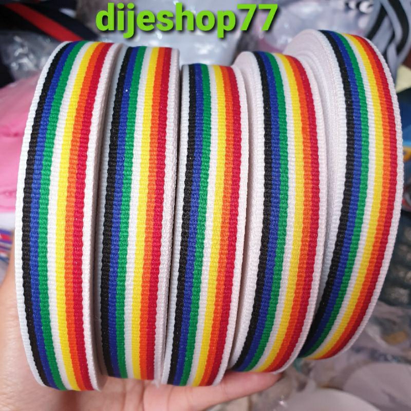 

Pita Rainbow ( ROLL BESAR ) / Pita pelangi / pita import / Pita Kain tidak licin ( Bukan Grossgrain ) / pita box / pita baju / pita bisban / pita bunga buket bucket / tali box tali paperbag