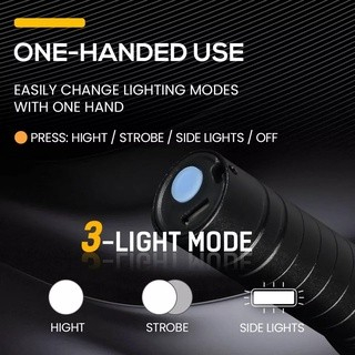 Senter XPE + Lenter Cas LED COB ~ USB Charge Charger ~ 3 Modes Mini Chargeable Flashlight