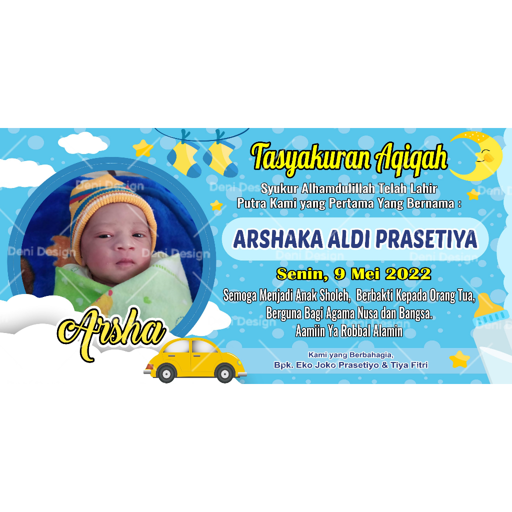 

[DESAIN DAN CETAK STICKER TASYAKURAN] Cetak Stiker Ucapan Tasyakuran Aqiqah Kelahiran Bayi Custom Murah
