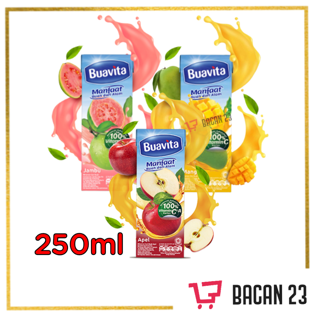 

Buavita - Minuman Sari Buah (250ml) - ( Guava - Manggo - Apple) / Jus Buah / Bacan 23 - Bacan23