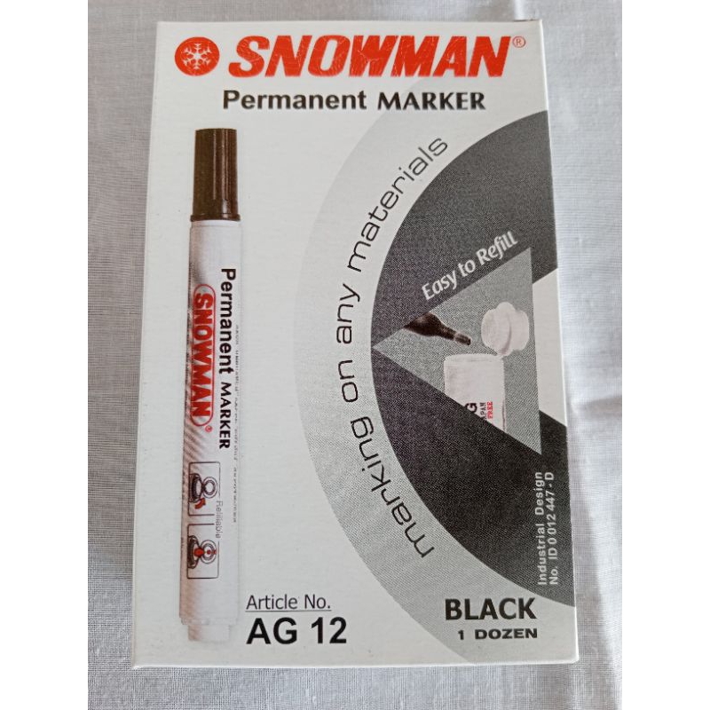 

spidol Permanent Snowman /spidol permanent AG black 1 pack (isi 12pcs)