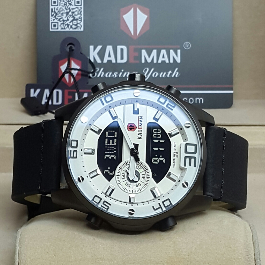 [COD] Jam Tangan Pria Kademan Original Double Time Digital Analog Strap Kulit