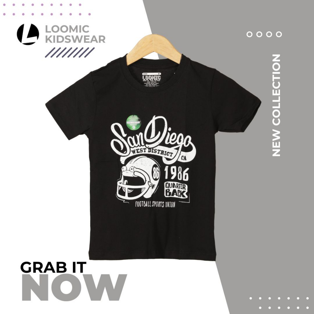 Loomic Kidswear 09/ kaos anak Premium Bahan Anti bakteri Estimasi Umur 2 - 12 Tahun