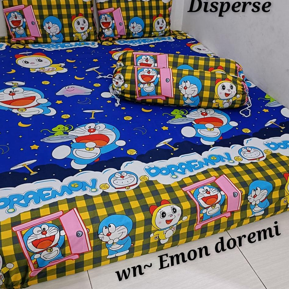 SPREI DORAEMON SET SARUNG BANTAL DAN SARUNG GULING HOME MADE BEST SELLER MOTIF DORAEMON WEB ALL SIZE