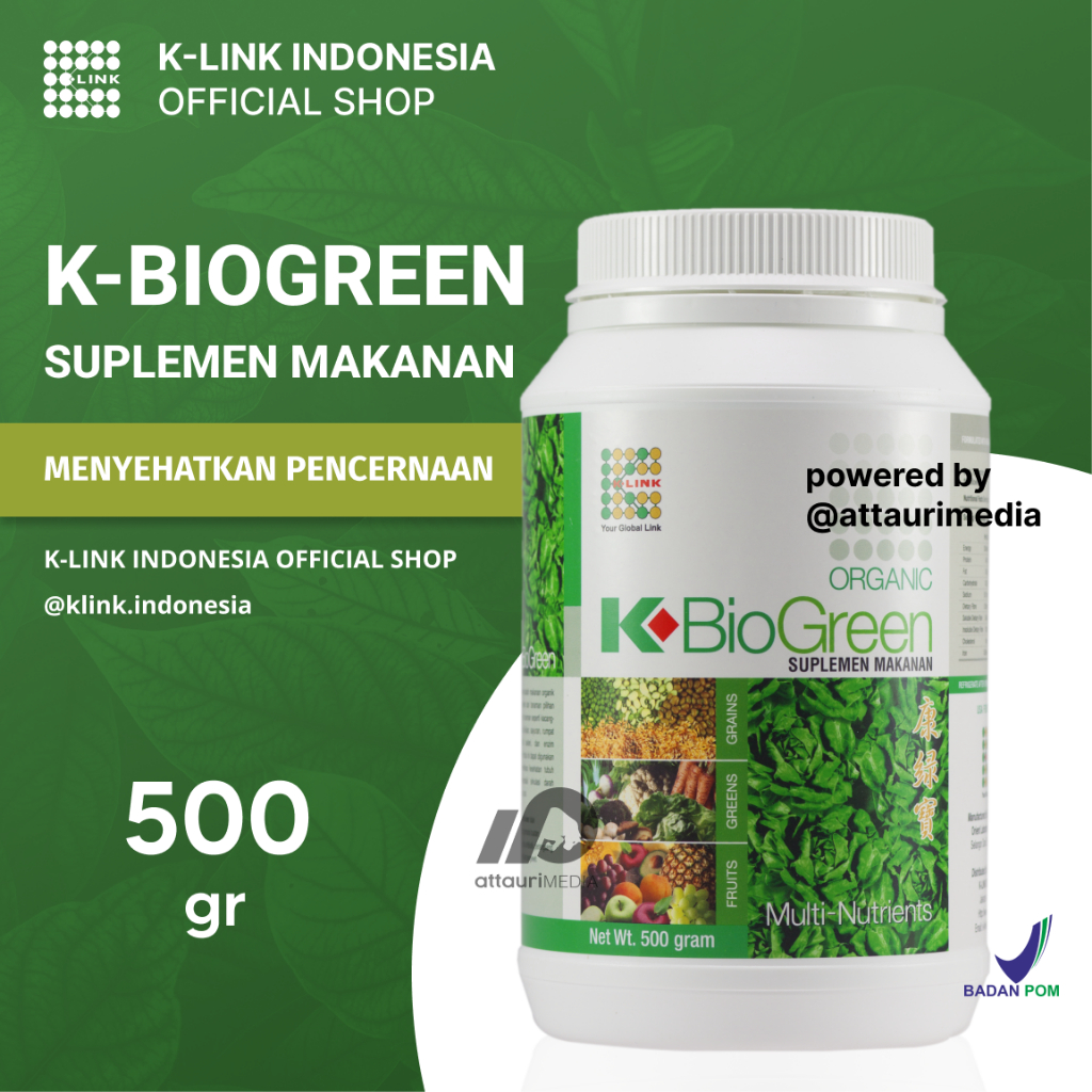 Organic K-BioGreen Multi-Nutriens 500 gr Container Bio Green Pelangsing Diet Alami Original K Link I