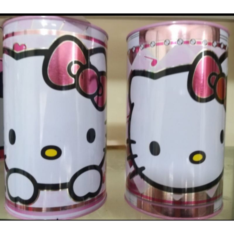 Celengan kaleng metalik Hello Kitty, tayo, quotes life, pesawat astronot / Celengan tabung technopla
