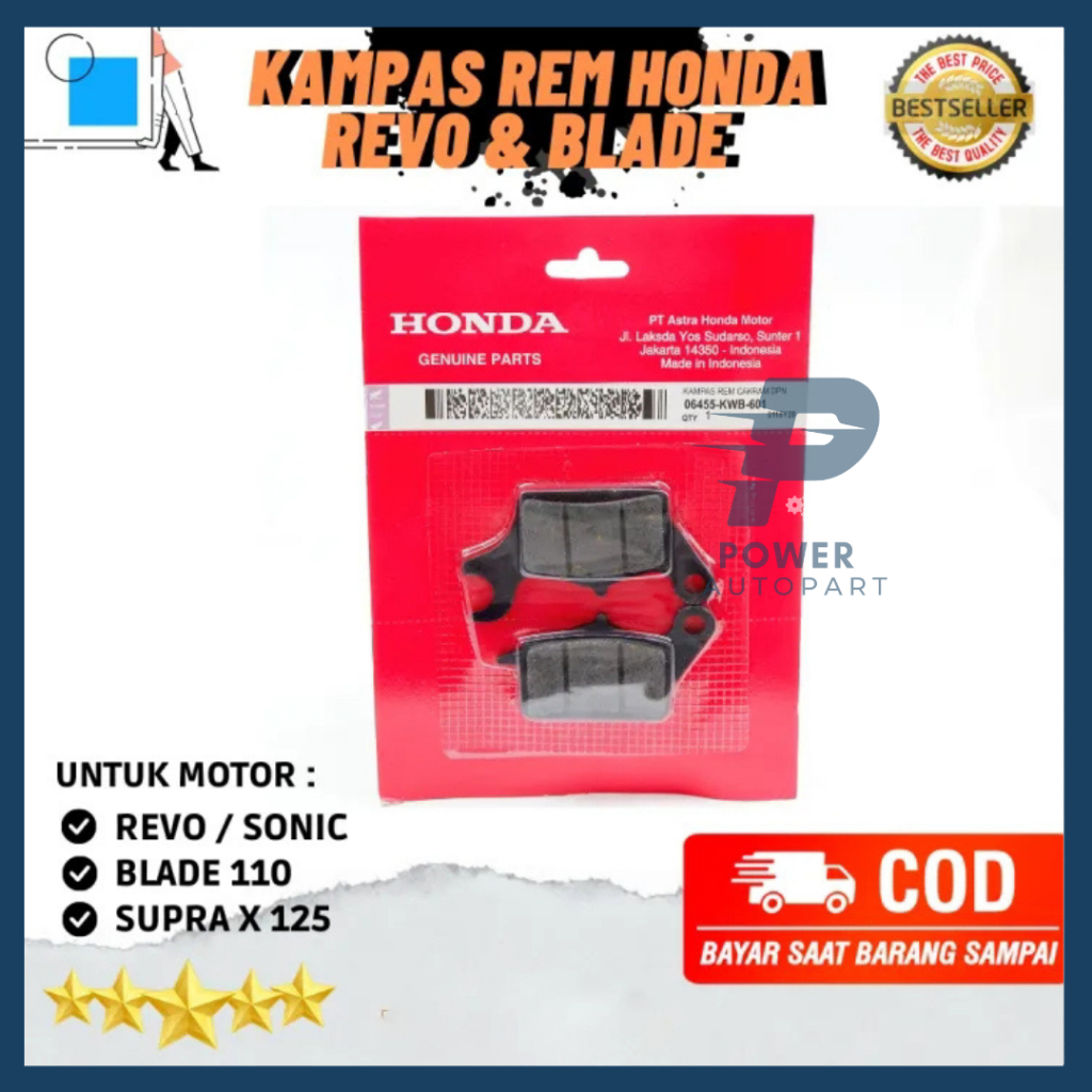 DISPAD / KAMPAS REM DEPAN HONDA Blade, Revo 110, Supra X 125 Helm in Fi KUALITAS ASLI ORIGINAL - KWB