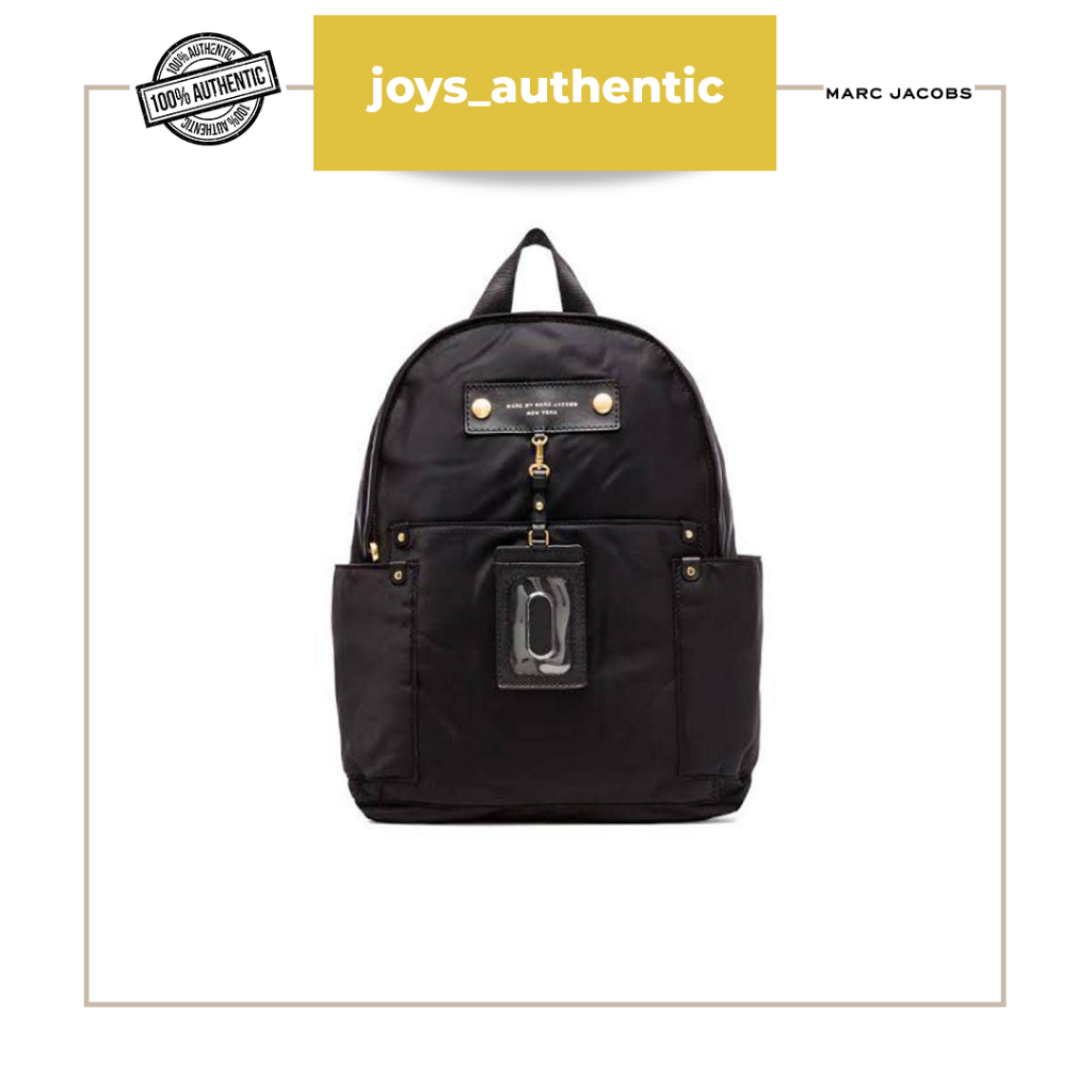 Ransel Wanita Marc Jacobs Preppy Natasha Quilted Nylon Large Backpack Hitam Black Woman Backpack Aut