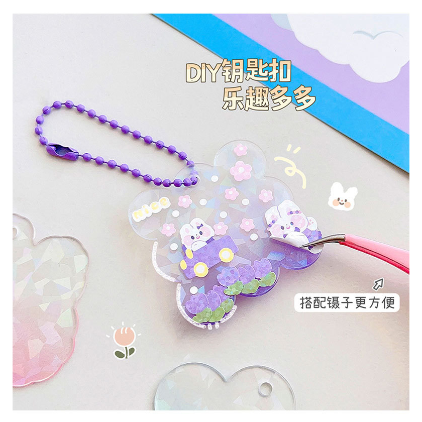 GANTUNGAN KUNCI AKRILIK HOLOGRAM KEYCHAIN DIY STIKER MOMO LUCU KAWAII ALA KOREA IMPORT GLITTER