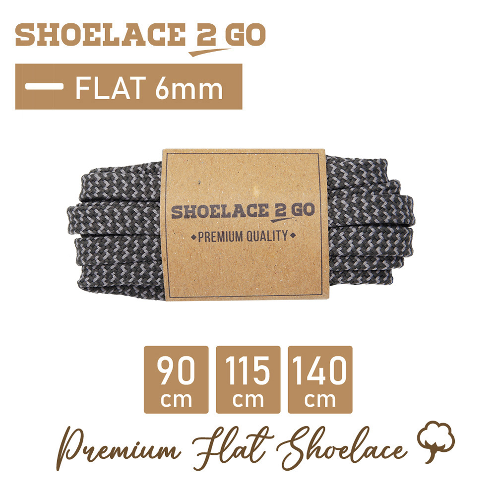 SHOELACE 2 GO PREMIUM TALI SEPATU MOTIF GEPENG PIPIH FLAT N10 GREY BRAID - 90CM 115CM 140CM