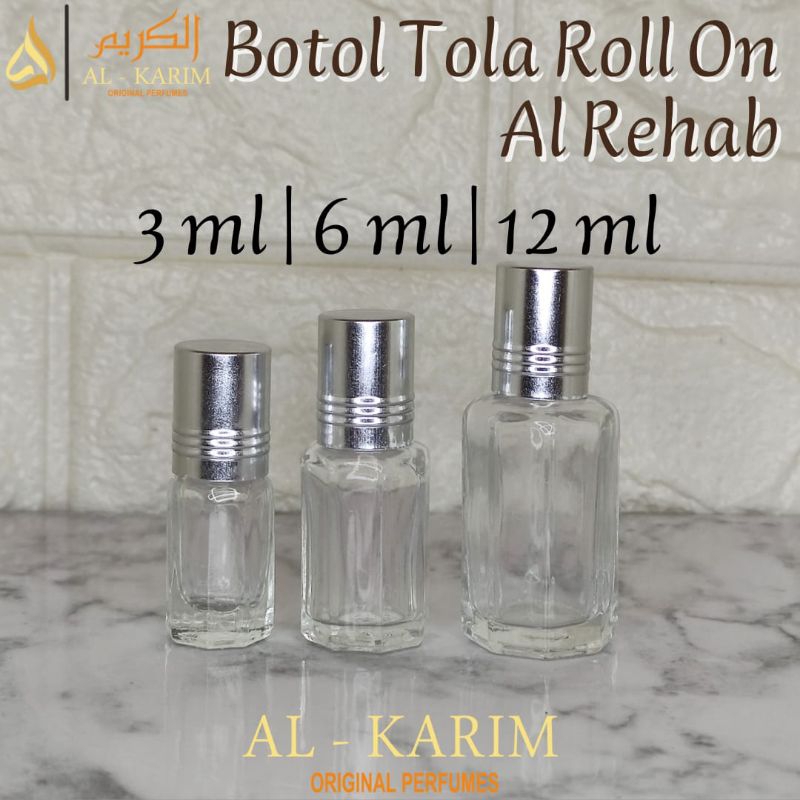 [1 Lusin] Botol Tola Permata Al Rehab 6ml Roll On Parfum Arab Travel Pack