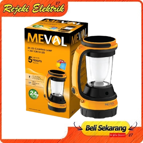 MEVAL Lampu Kemah 24 LED Camping Lamp + 3W Senter + Panel Surya - Lampu Putih