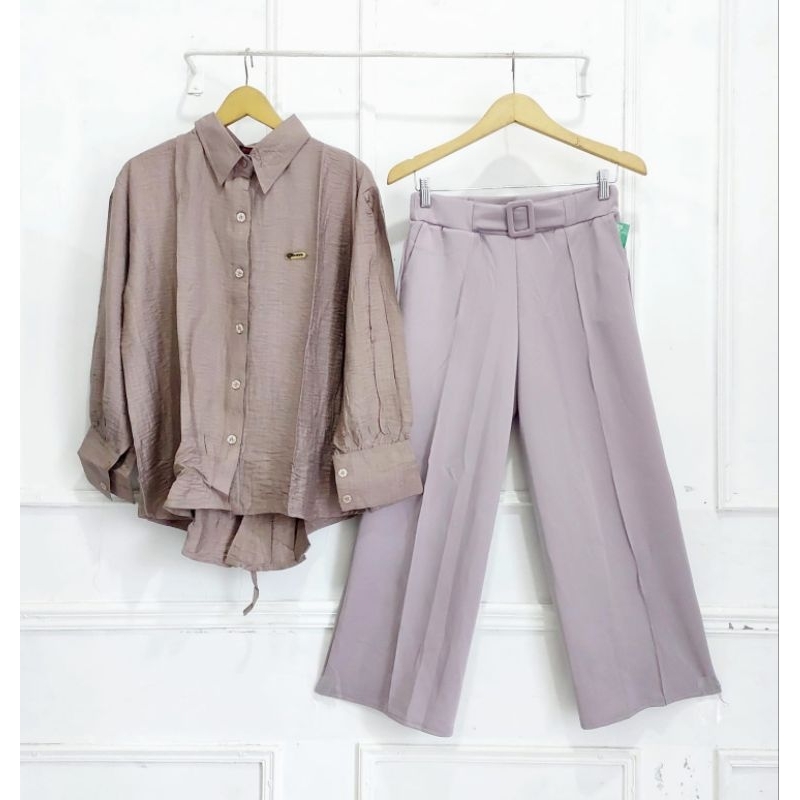 Set Cel Girls Viral// Polo Linen Twill Premium/SET ATASAN Katun dan POLO LINEN KULOT SCUBA