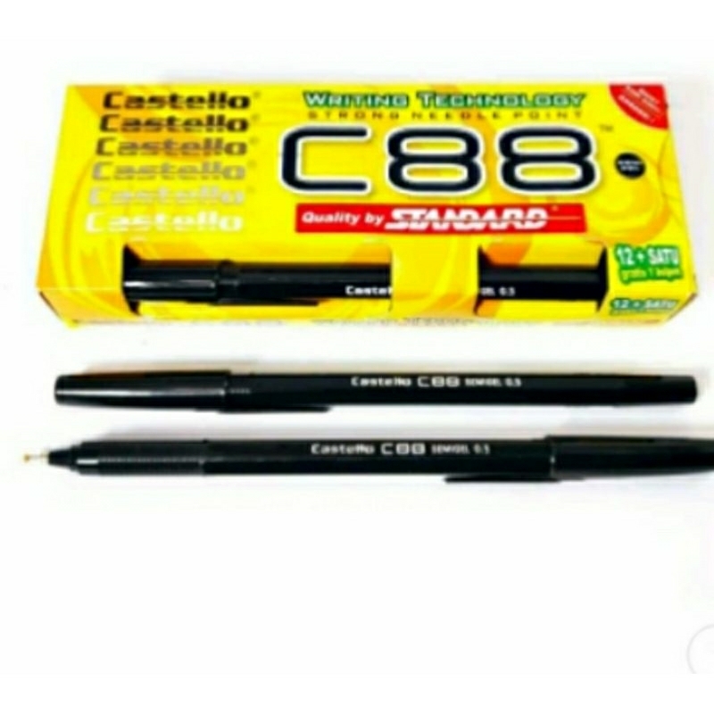 

Pulpen pen bolpoin standard C88 Hitam isi 12+1