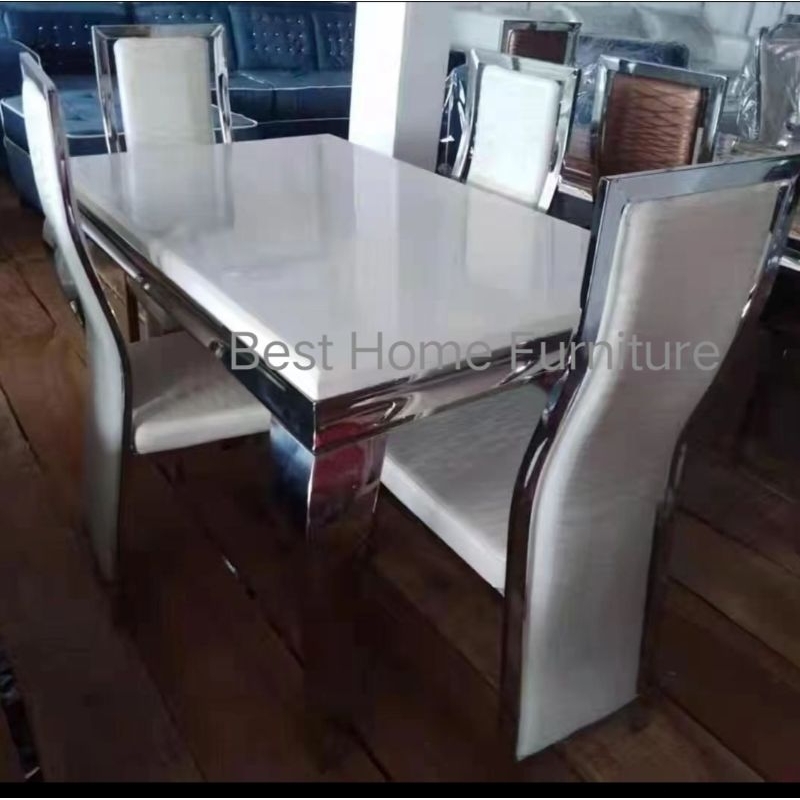 Meja Makan Marmer Import + 6 Kursi
