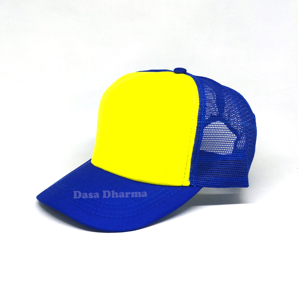 Topi Jaring Polos Biru Kuning