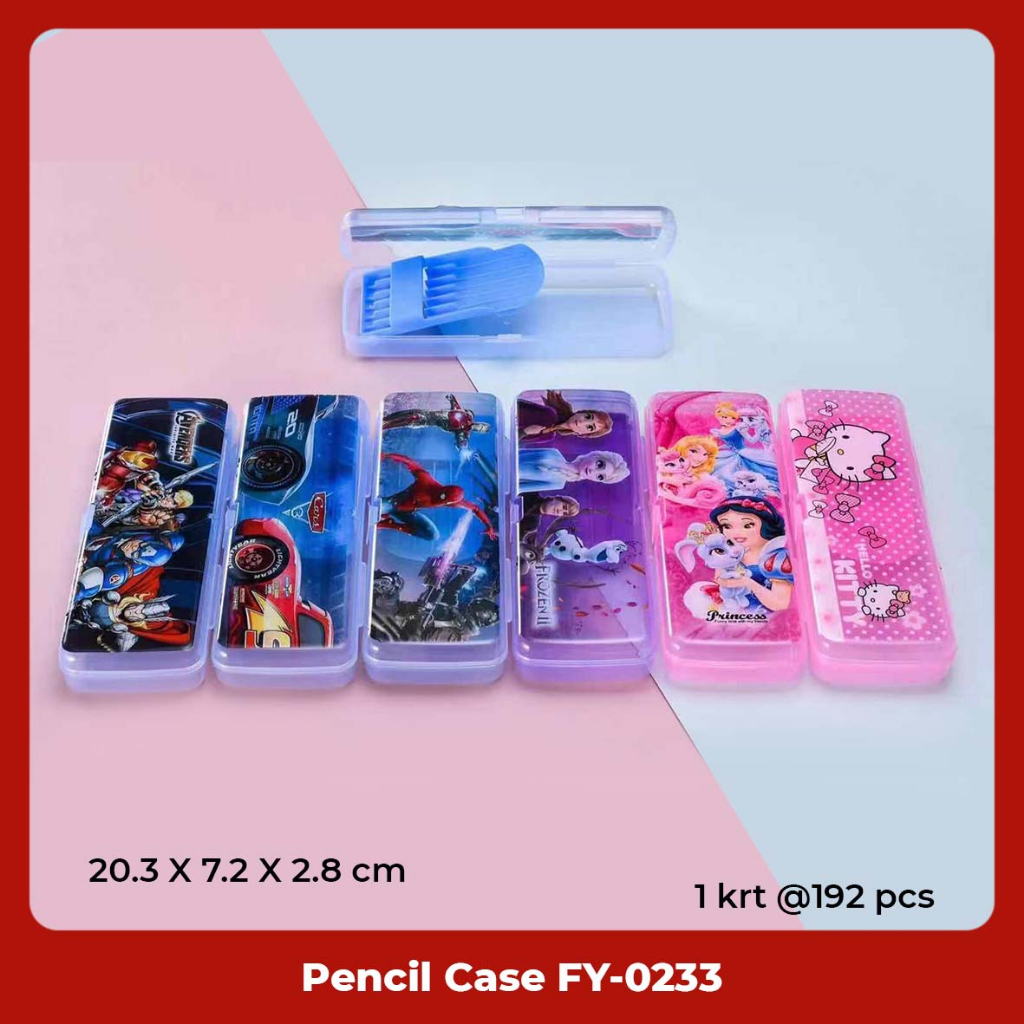 Tempat Pensil / Pencil Case / Kotak Pensil Plastik 2 Susun Karakter Fancy Lucu FY-0233 Cewek/Cowok