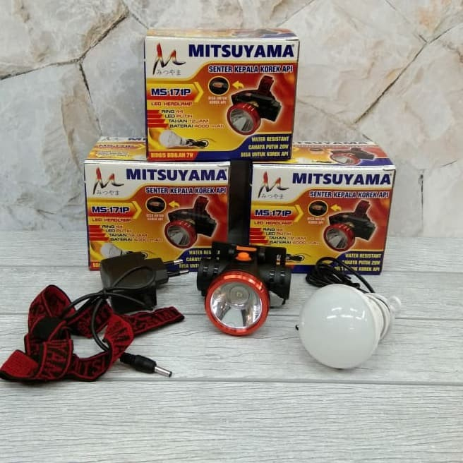 Senter Kepala Korek Api 20w MITSUYAMA MS-171P Headlamp Free Bohlam 7W