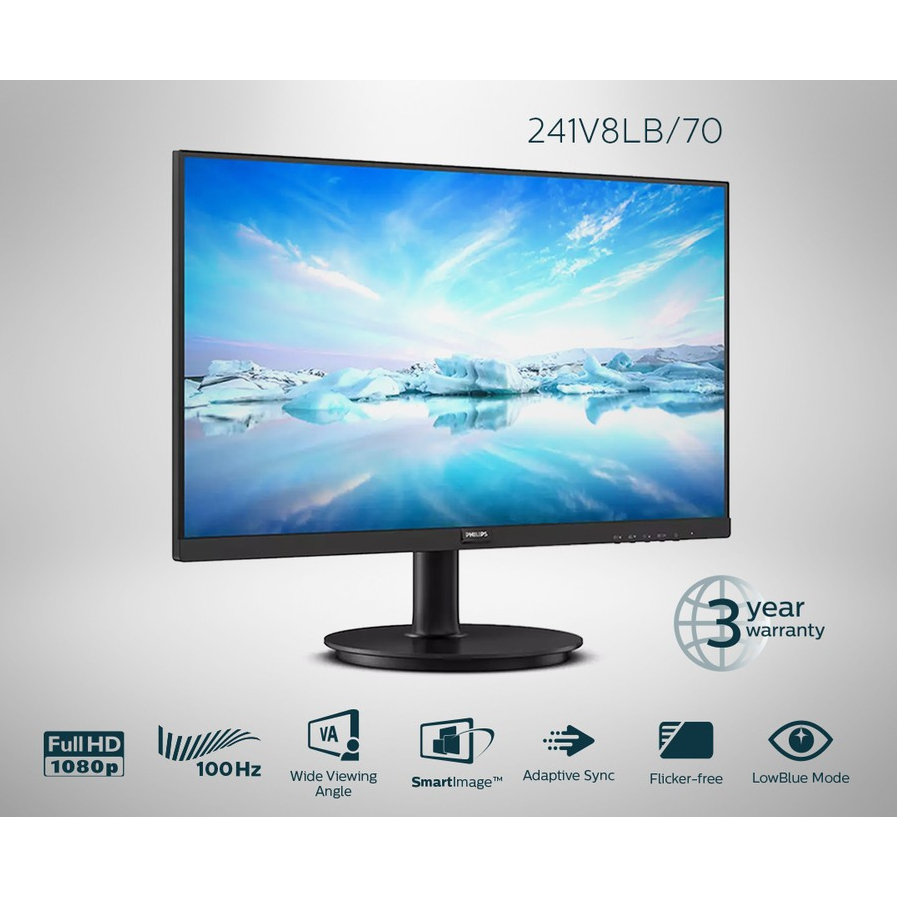 Monitor LED Philips 241V8LB 24&quot; VA FHD 1080p 100Hz VGA HDMI VESA