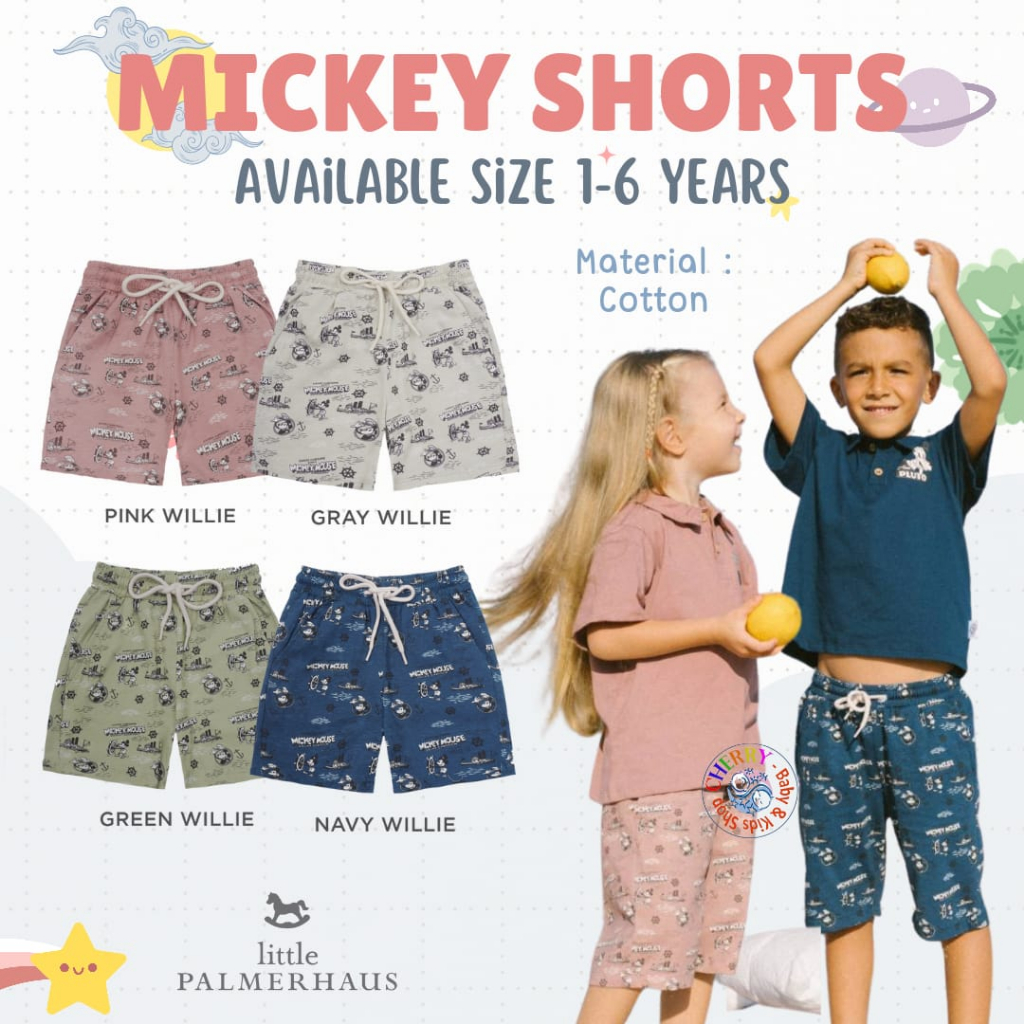 Little Palmerhaus Disney Shorts 1-6 Tahun Disney 100 Celana Pendek Motif Mickey and Friends CBKS