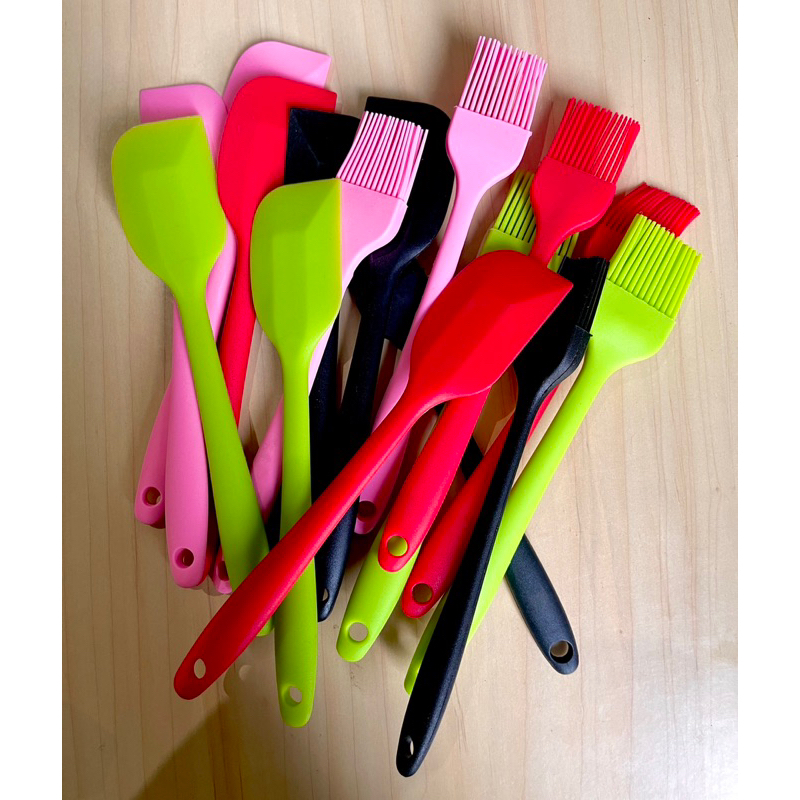 KUAS DAN SPATULA WARNA FULL SILICON - SPATULA SILIKON MASAK TAHAN PANAS - KUAS MENTEGA BBQ FOOD GRADE