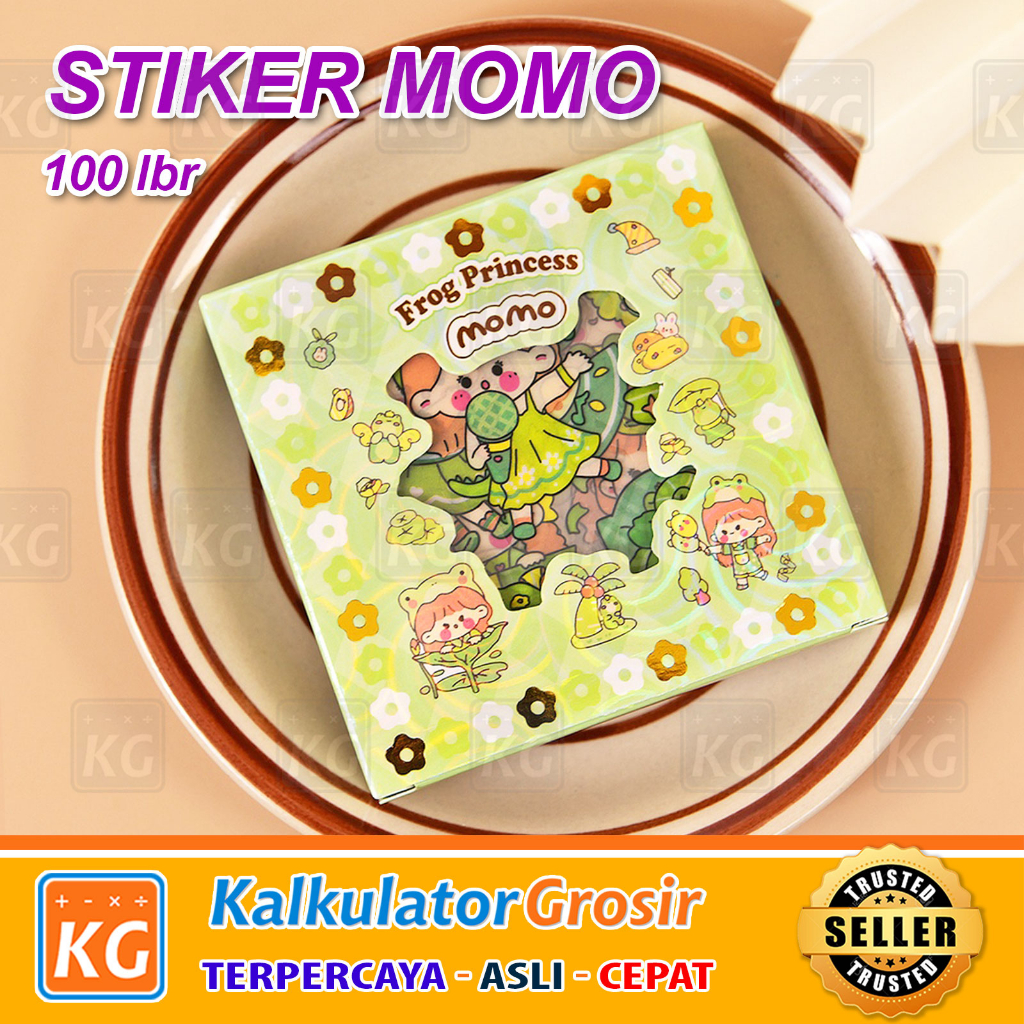 MOMO Stiker Korea Lucu isi 100 Lembar Sticker Deco Aesthetic / Bujo /Scrapbook Momo Girl Sticker Tumbler 8x8cm / Binder / Case Hp / Diary