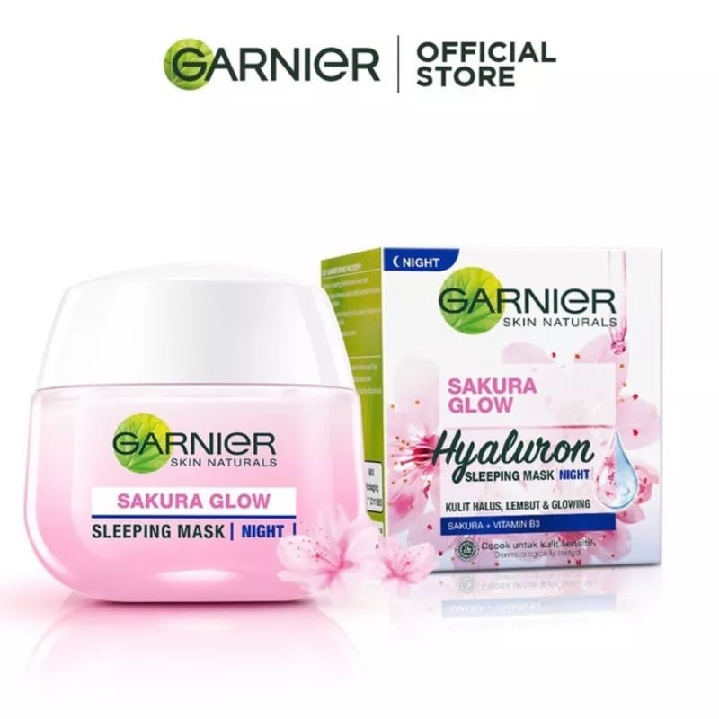 Garnier Sakura Glow Hyaluron Sleeping Mask  Night Cream Moisturizer Skin Care - 50 ml