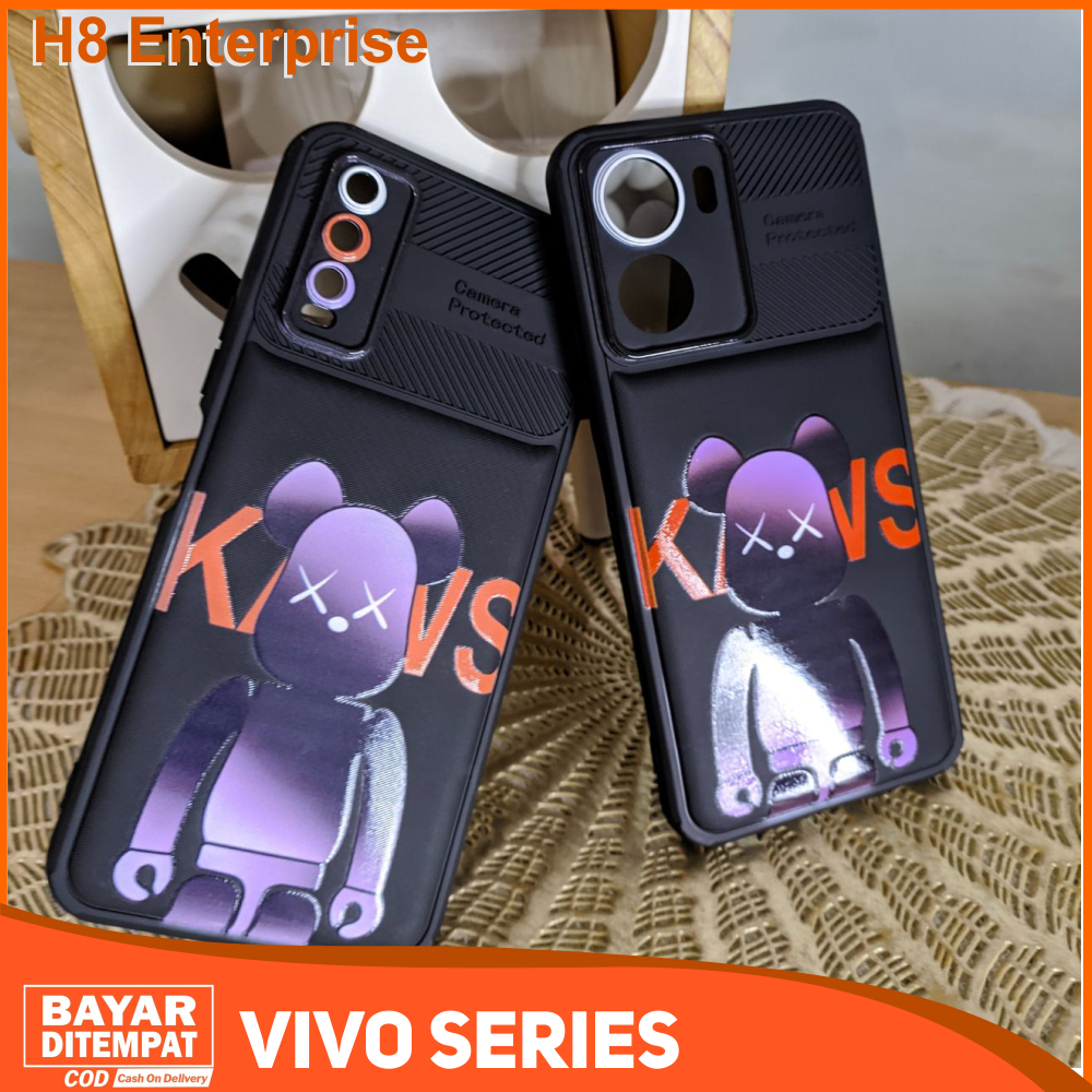 Case Vivo Y01 Y02 Y12 Y12S Y12 Y17 Y15 Y15S Y16 Y20 Y20S Y21 Y21A Y21E Y21S Y21T Y22 Y22S Y33S Y33T Casing Aesthetic Kaws Purple Bear Pro Camera Premium