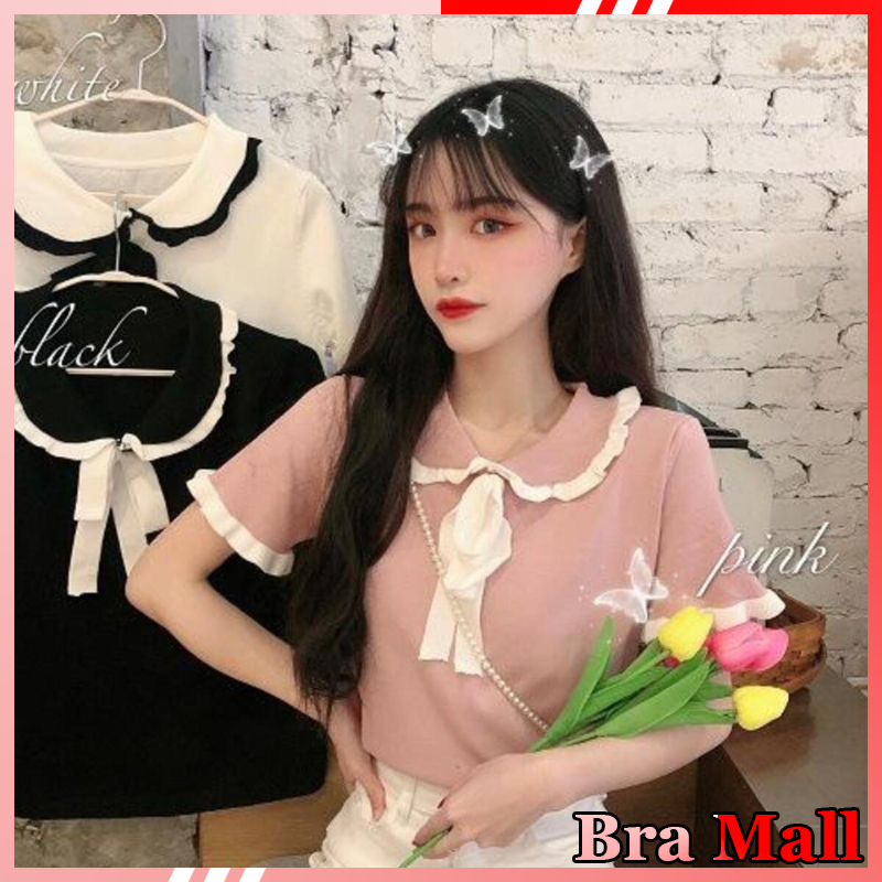 【 Bra Mall 】BJ-019 Blouse Rajut Atasan Lengan Pendek Wanita OOTD KOREAN STYLE KEKINIAN