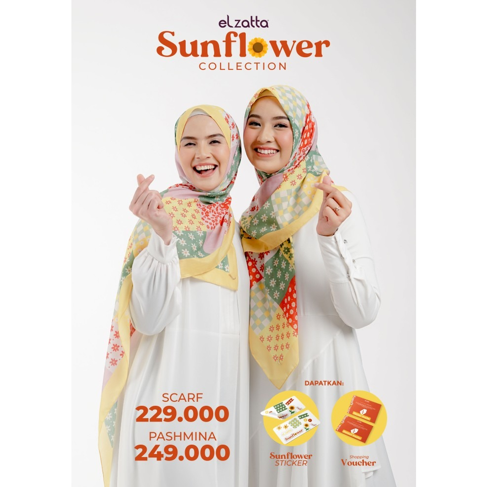 Hijab selendang pashmina premium sunflower fashiom muslimah elzatta