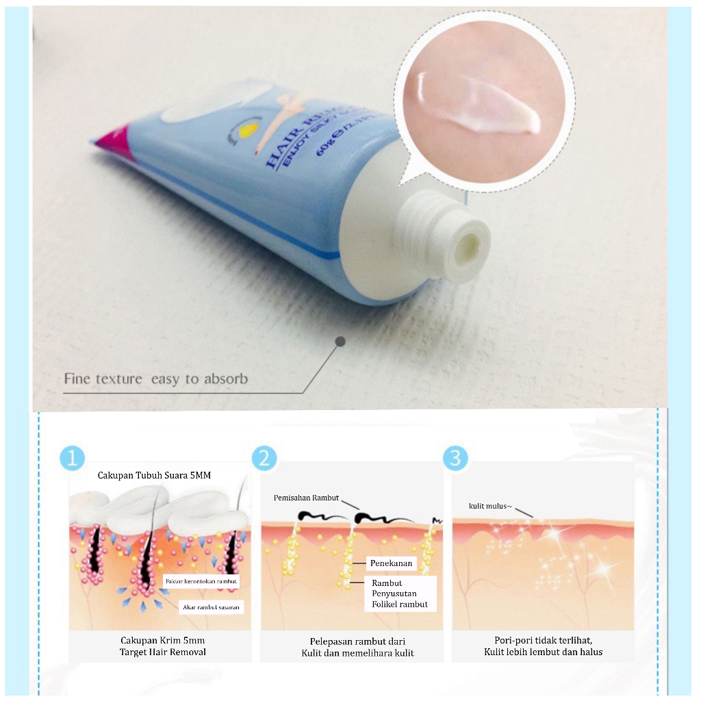 Hair Removal Cream Perontok Bulu Ketiak/kaki/tangan Non-irritating Perontok Bulu Penghilang Bulu