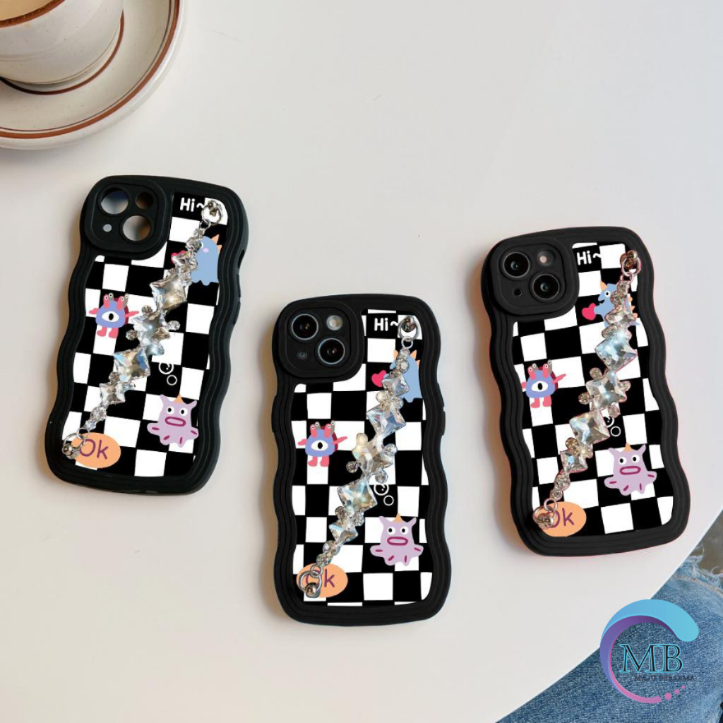 GC34 GC43 CASE CASING SOFTCASE SILIKON WAVY WAVE CARACTER RANTAI DIAMOND GRIP FOR IPHONE 6 6+ 7 7+ 8 8+ X XS MB8147