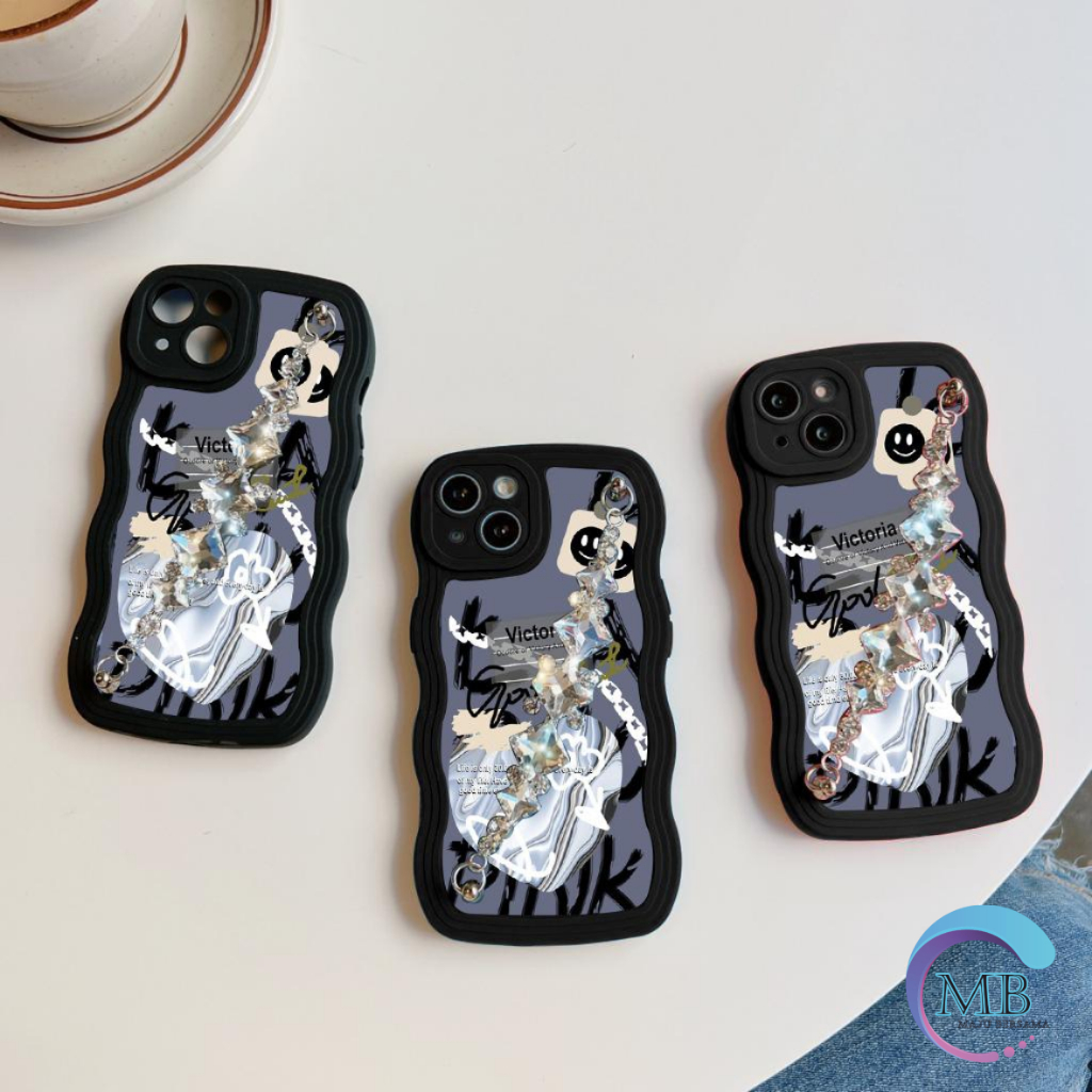 GC34 GC43 CASE CASING SOFTCASE SILIKON WAVY WAVE CARACTER RANTAI DIAMOND GRIP FOR IPHONE XS XR 11 11 PRO 11 PROMAX MB8148