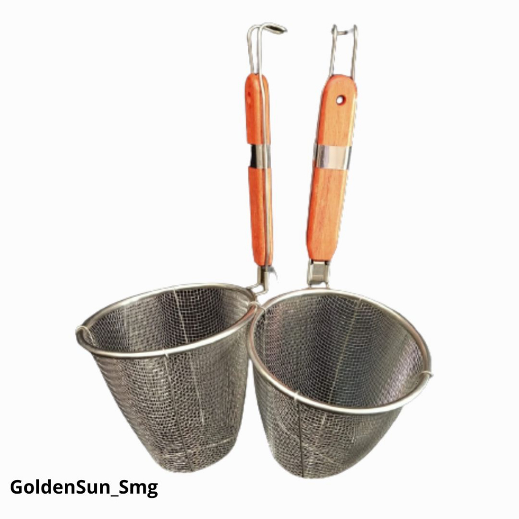 SARINGAN MIE KOCOK/SARINGAN MIE STAINLESS GAGANG KAYU PENDEK/SARINGAN MIE AYAM