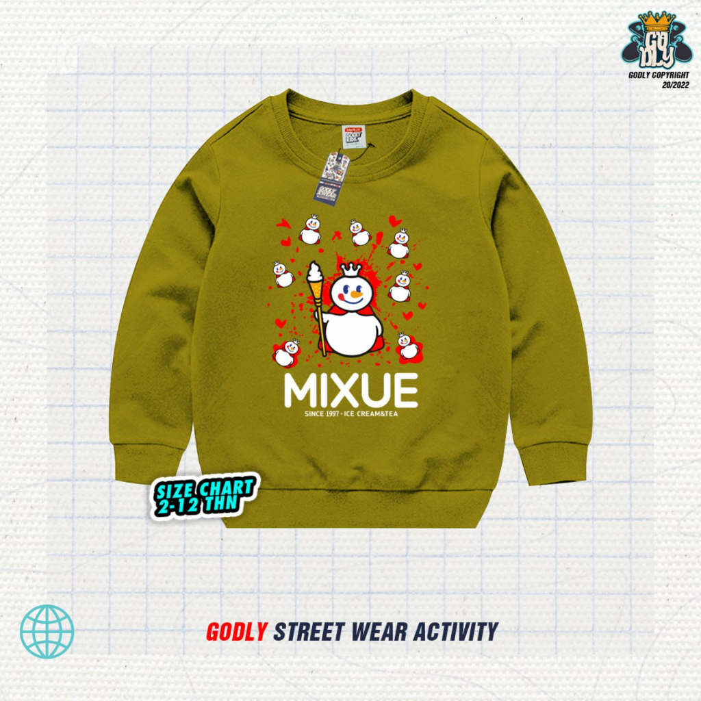 Sweater Anak MIXUE Bahan Katun Flecee Usia 1-12th Bisa COD Bayar Di Tempat GODLYKIDS