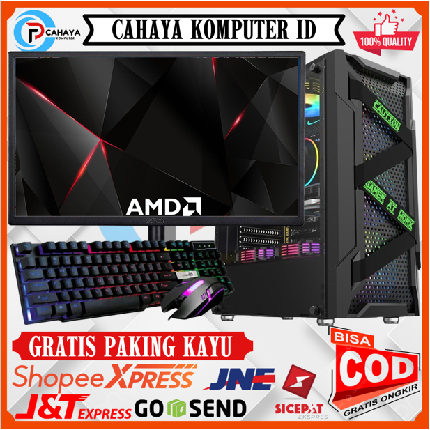 PC Gaming Fulset AMD Athlon 3000G Ram 16Gb HDD 500Gb SSD 128GB DDR4 Siap pakai Murah