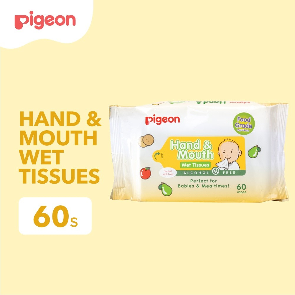 Pigeon Hand and Mouth Wet Wipes 60pcs | Tisu Basah Bayi