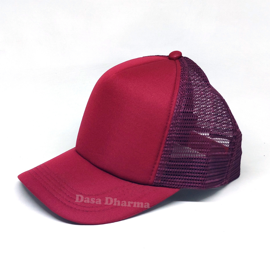 Topi Jaring Polos Merah Maroon