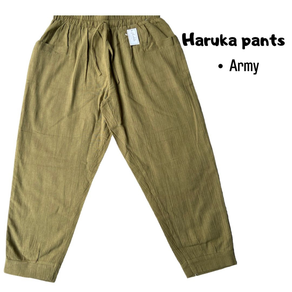 Haruka Pant linen crinkle Premium Celana 7/9 Wanita Murah