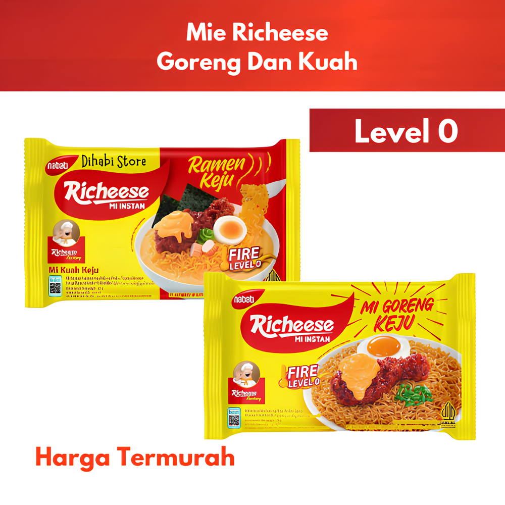 

Mie Richeese Goreng Keju Fire Level 0 Ramen Kuah Keju Pedas Level 0