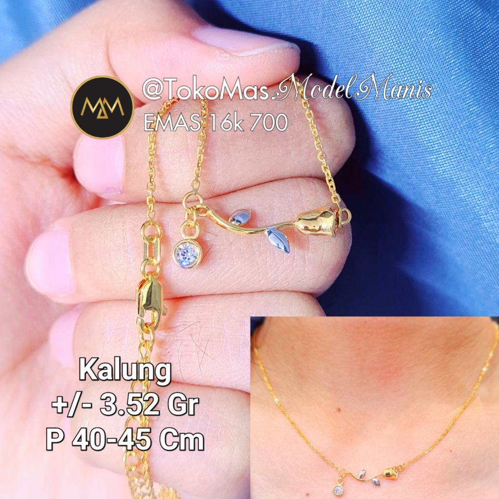 Kalung Bunga Tulip Emas Kuning 700 kadar 16k
