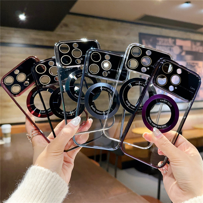 Lens Camera Protection Electroplating Case Magsafe For Iphone 13 Pro Max 13 Pro 13 PC Transparent Plating Shockproof Cover