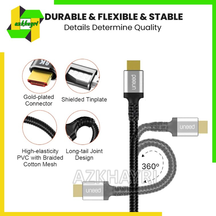 UNEED Kabel HDMI 2.1 8K 3D UHD High Speed Quality HDR eARC