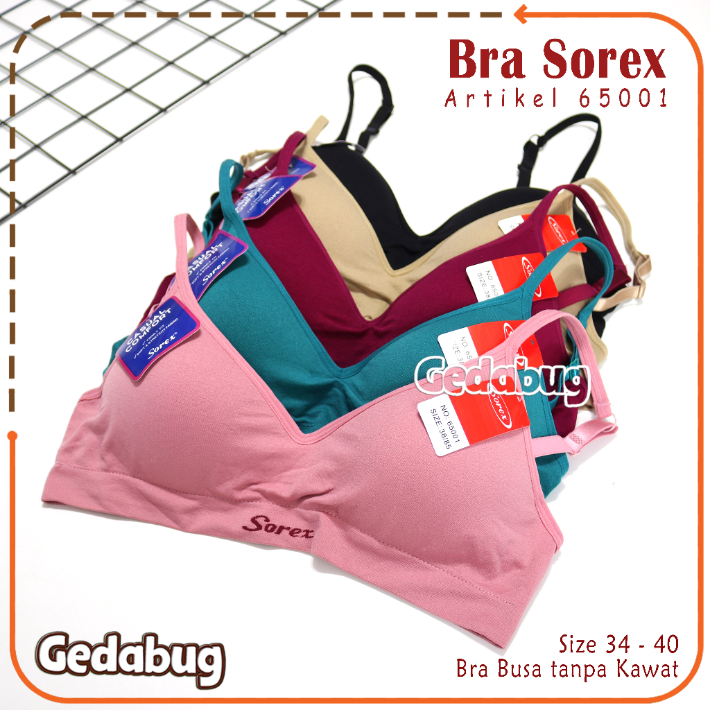 Sorex Bra 65001 Bra wanita Dewasa | BH Busa tipis tanpa kawat Cup setara Cup A-B Kait 2