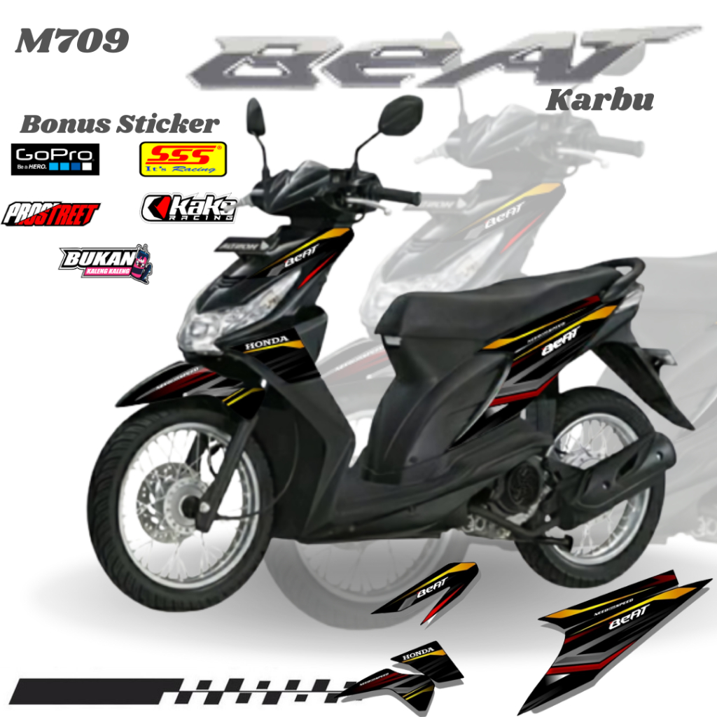 STIKER STRIPING MOTOR Beat Karbu Lawas Old KODE M709 Sticker Decal Print List Variasi  Motor Honda B