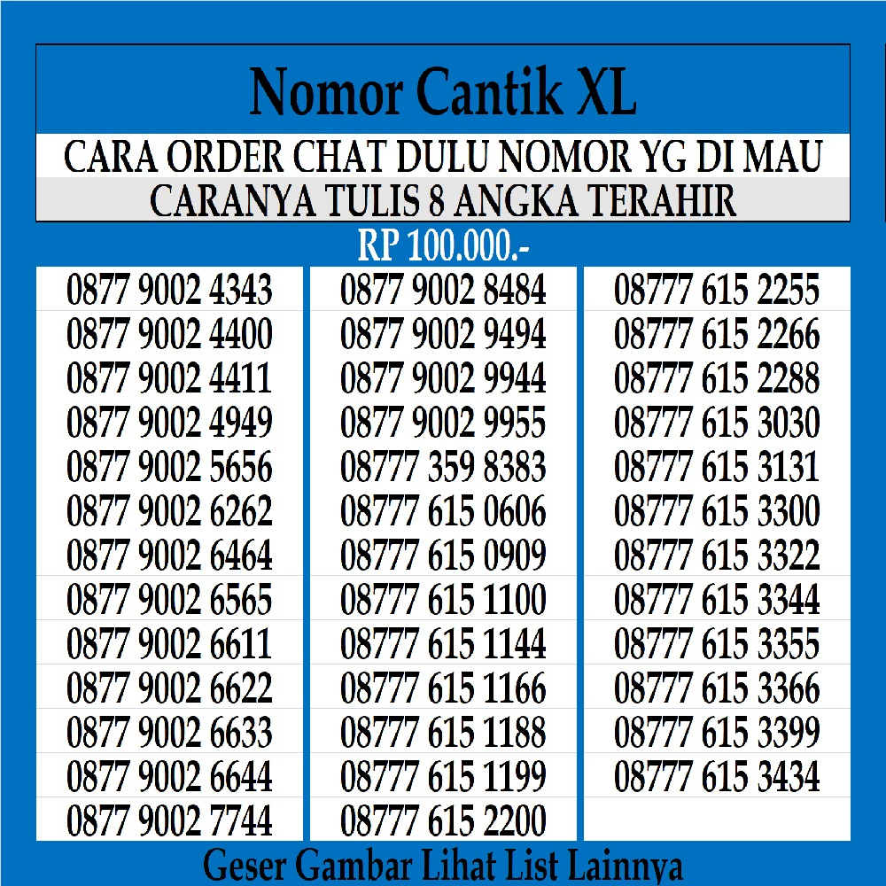 Nomor Cantik Seri Tahun XL 4G LTE Kartu Perdana Nomer