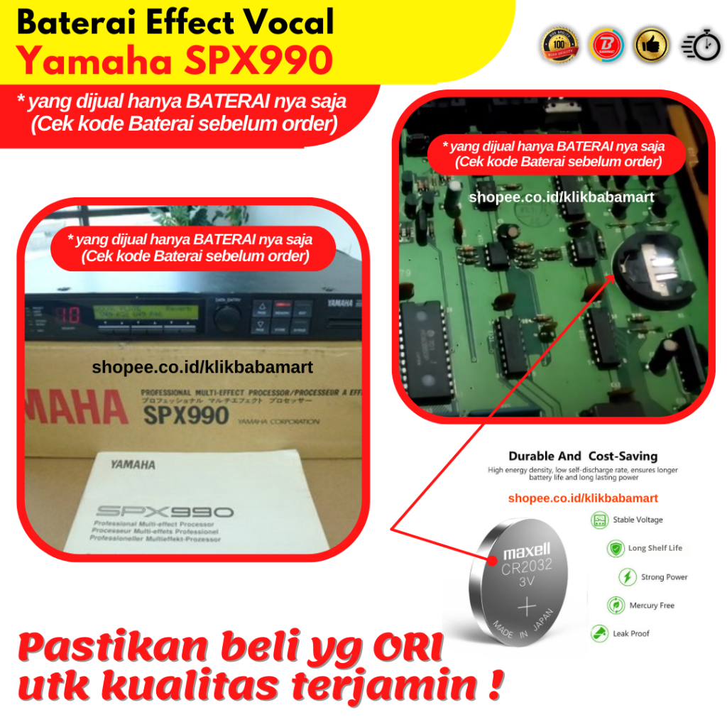Baterai Efek Vokal Yamaha SPX990 Vocal Effect Board Battery Original