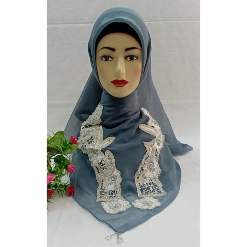 Jilbab Segi Empat Pesta, Jilbab Paris Segiempat Pesta, Jilbab Pesta Segiempat,