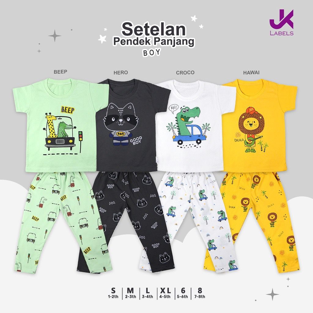 JK Labels Setelan Pendek Panjang Boy / Setelan Anak